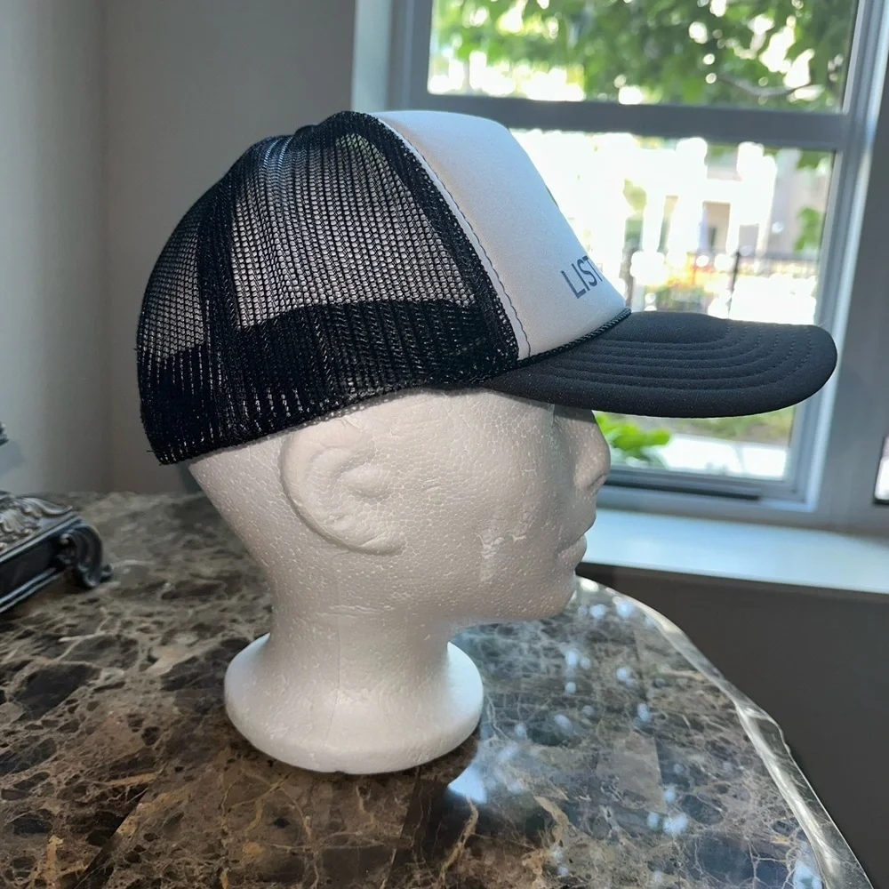 List Perfectly Black & White w/ Neon Type Baseball Cap